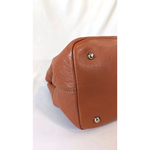 Tignanello Perfect 10 pebbled leather satchel top handle purse orange terracotta - Picture 8 of 14